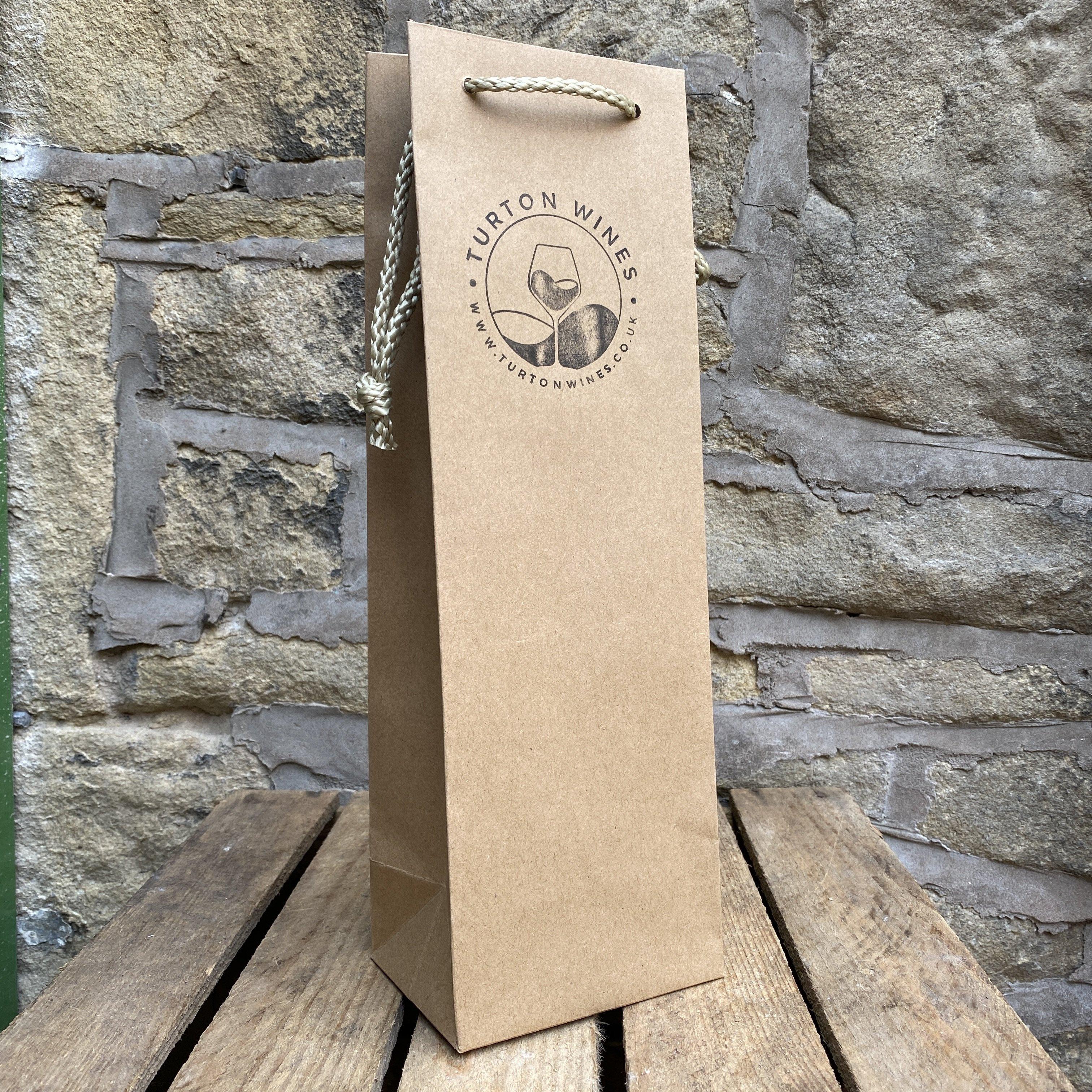 1 Bottle Gift Bag Kraft Turton Wines Logo-Gift Bags-Turton Wines