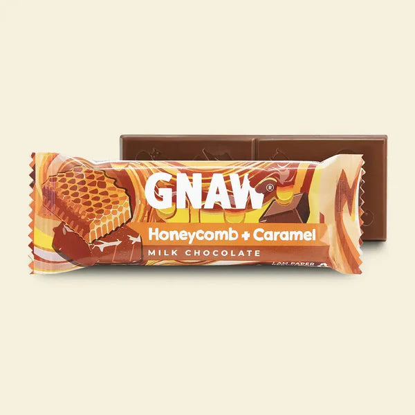 Gnaw Honeycomb and Caramel Snack Chocolate Bar 35g