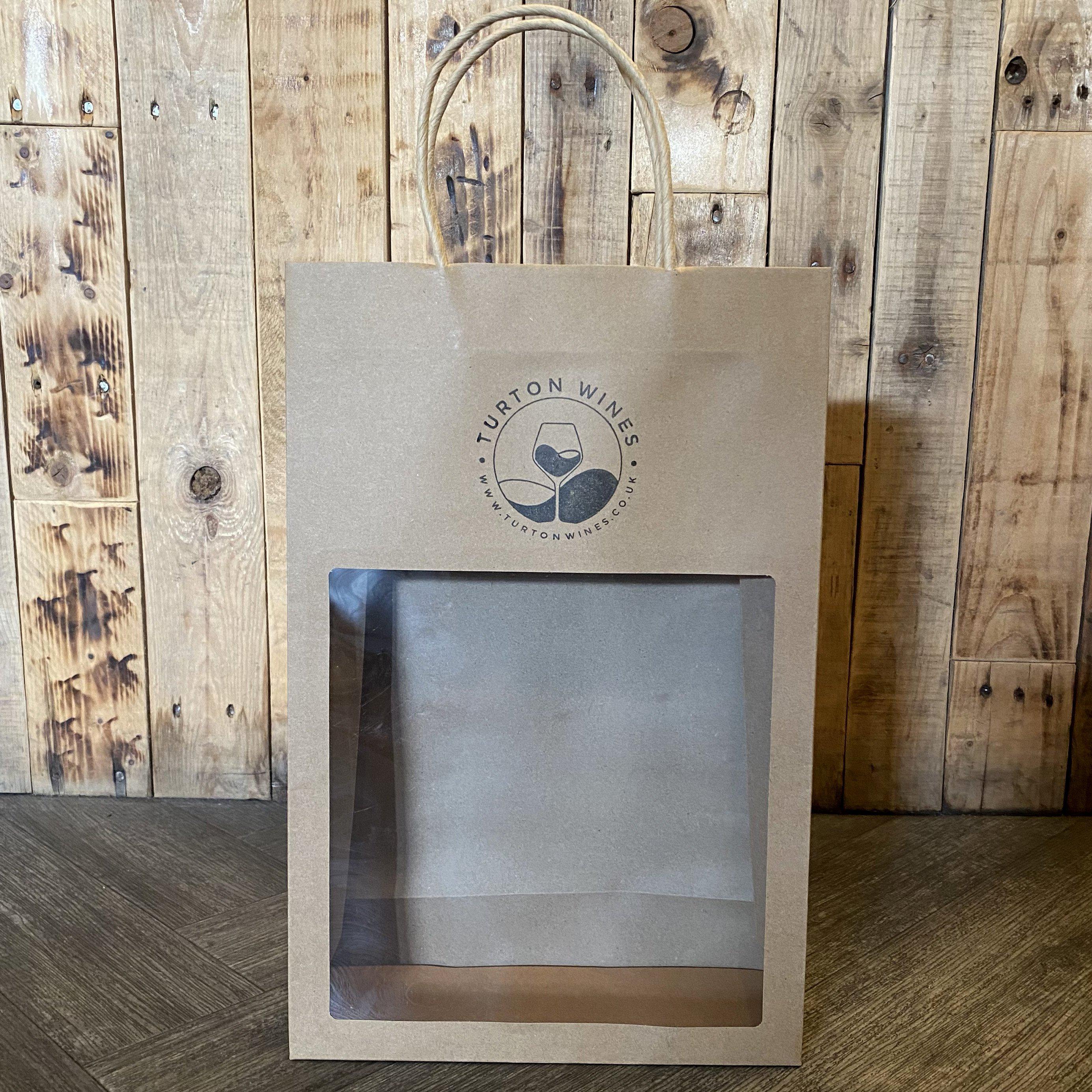 3 Bottle Kraft Gift Bag with Window-Gift Boxes-Turton Wines