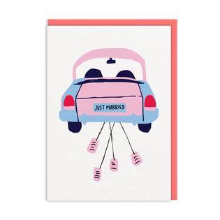 Car and Cans Just Married Card-Greeting Cards-Turton Wines