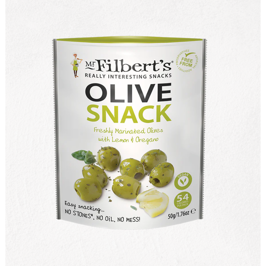 Mr Filbert's Green Olives with Lemon & Oregano 50g-Olives-Turton Wines