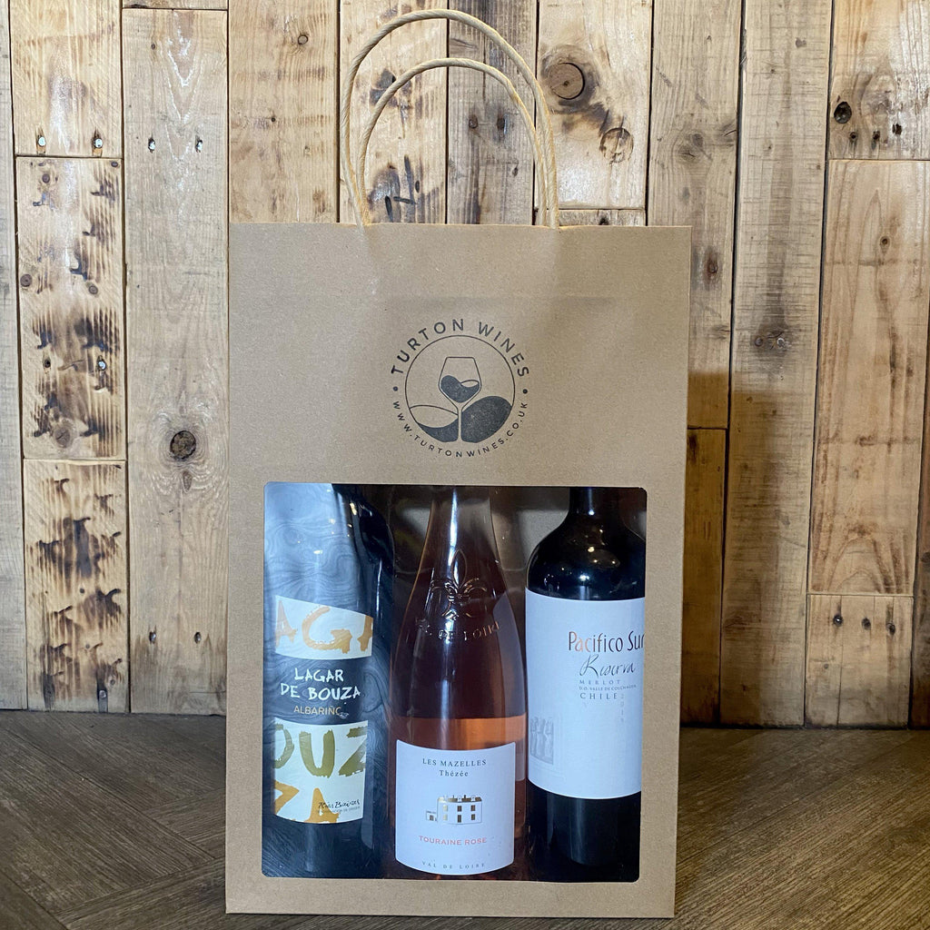 3 Bottle Kraft Gift Bag with Window-Gift Boxes-Turton Wines