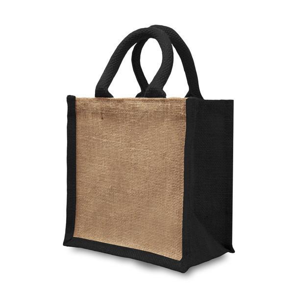 Jute Bag Small Natural & Black-Gift Bags-Turton Wines