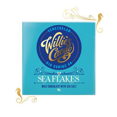 Willie's Cacao Milk Chocolate Sea Flakes 50g-Chocolate-Turton Wines